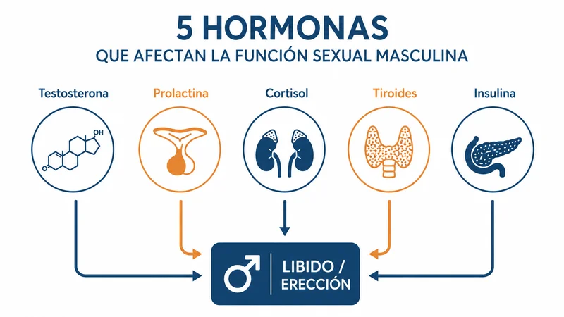 5 hormonas que afectan sexualidad masculina testosterona prolactina cortisol tiroides insulina